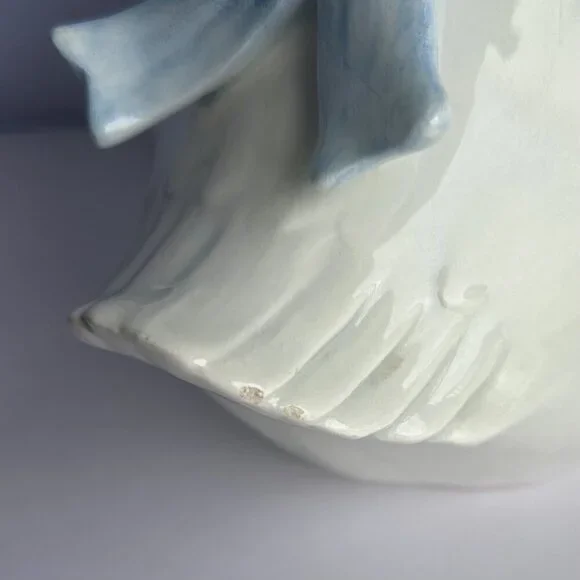 Fitz and Floyd White Goose Pitcher Blue Ribbon Handle Vintage Kitchenware - Picture 12 of 12